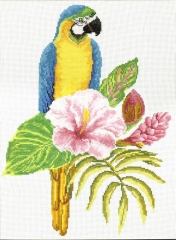 Stickpackung Needleart World - Papagei & Hibiskus 25,4x34 cm