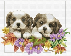 Stickpackung Needleart World - Peeking Pups