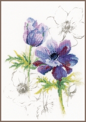 Lanarte Stickpackung - Blaue Anemonen