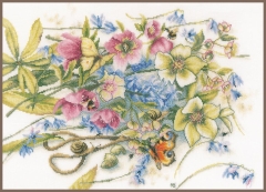 Lanarte Stickbild Blumen & Schmetterling 43x31 cm