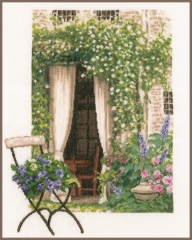 Lanarte Stickbild Romantisches Gartenfenster 34x45 cm