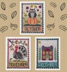 Stickvorlage Waxing Moon Designs - Monthly Trios - October, November, December