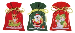 Vervaco Stickpackung - Geschenksäckchen Weihnachten 3er-Set