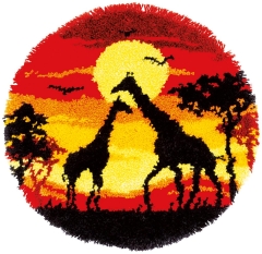Knüpfteppich Verachtert/Vervaco - Giraffen im Sonnenuntergang