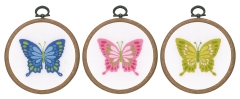 Vervaco Verachtert - Stickbilder Miniaturen Schmetterlinge 3er-Set mit Stickringen