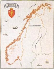 Fremme Stickpackung - Landkarte Norwegen 53x70 cm