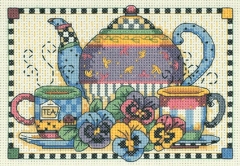 Stickpackung Dimensions - Teatime Pansies17,8x12,7 cm