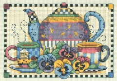 Dimensions Stickpackung - Teatime Pansies