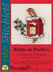 Stickpackung Mouseloft - Robin on Postbox mit Passepartoutkarte