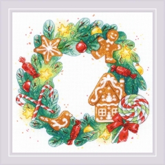 Riolis Stickpackung - Gingerbread Wreath 30x30 cm