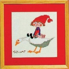 Fremme Stickpackung - Nisse mit Gans 21x21 cm