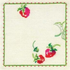 Fremme Stickpackung - Erdbeeren 15x15 cm