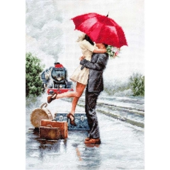 Luca-S Stickpackung - Couple on Train Station 22x31 cm