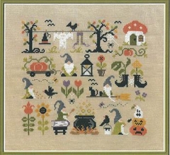 Stickvorlage Jardin Privé - Halloween Chez Les Gnomes