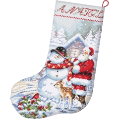 Leti Stitch Stickpackung - Snowman and Santa Stocking 24,5x37 cm