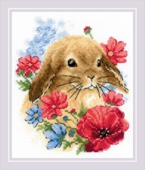 Riolis - Stickbild Bunny in Flowers