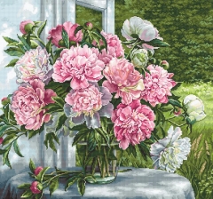 Luca-S Stickpackung - Peonies by the Window
