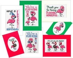 Stickvorlage Xs and Ohs - Flamingo Greeting Cards