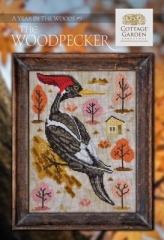 Stickvorlage Cottage Garden Samplings - Year In The Woods 9 The Woodpecker 