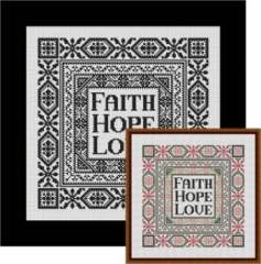 Stickvorlage Happiness Is Heartmade - Faith Hope Love