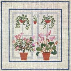 Fenster mit Azaleen - Haandarbejdets Fremme (Stickpackung)