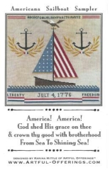 Stickvorlage Artful Offerings Americana Sailboat Sampler 