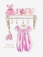 Luca-S Stickpackung - Baby Girl Birth 16,5x24,5 cm
