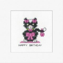 Heritage Crafts - Birthday Card Black Cat - Bow