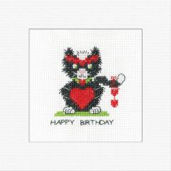 Heritage Crafts - Birthday Card Black Cat - Heart