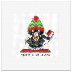 Black Cat Card - Christmas Lights - Heritage Crafts (Stickpackung)