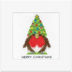 Robin Card - Christmas Tree Hat - Heritage Crafts (Stickpackung)