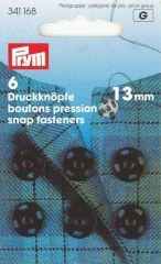 Prym 341168 Annäh-Druckknöpfe schwarz, 13 mm (6 Stück)