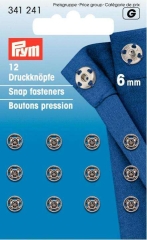 Prym 341241 Annäh-Druckknöpfe silberfarbig, 6 mm (12 Stück)