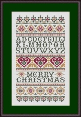 Stickvorlage Happiness Is Heartmade - Merry Christmas Alphabet Sampler 