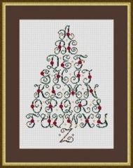 Stickvorlage Happiness Is Heartmade - Christmas Tree Alphabet Holiday Sampler 