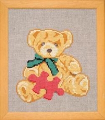 Fremme Stickpackung - Teddybär mit Puzzleteil 24x28 cm