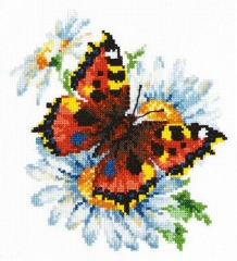 Stickpackung Chudo Igla - Butterfly and daisies 17x18 cm