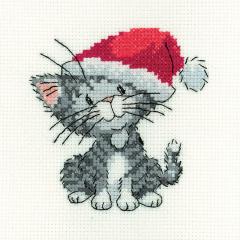 Heritage Crafts Stickpackung - Silver Tabby Christmas Kitten