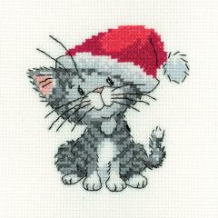 Heritage Crafts - Silver Tabby Christmas Kitten
