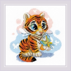 Riolis Stickpackung - Curious Little Tiger 20x20 cm