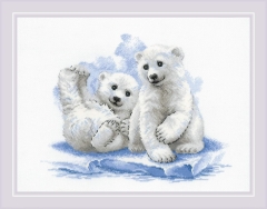 Riolis Stickpackung - Bear Cubs on Ice 40x30 cm