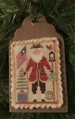 Stickvorlage Homespun Elegance Ltd - Flag Waving Santa - 2021 Sampler Ornament