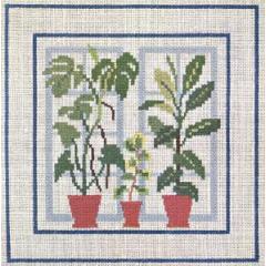 Fenster mit Gummibäumen - Haandarbejdets Fremme (Stickpackung)