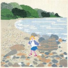 Fremme Stickpackung - Mädchen am Strand 21x21 cm