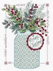 Stickvorlage Imaginating - Merry Christmas Mason Jar