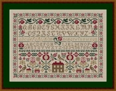 Stickvorlage Happiness Is Heartmade - Pomegranate Alphabet Sampler