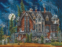 Leti Stitch Stickpackung - Decorating the Haunted House 44x33 cm