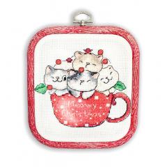 Leti Stitch Stickpackung - Meowy Christmas mit Stickring