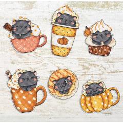 Leti Stitch Stickpackung - Pumpkin Cup Kitties 6er-Set