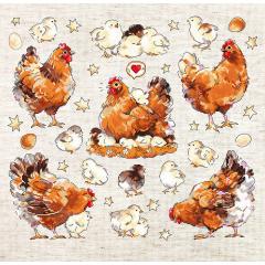 Leti Stitch Stickpackung - Pied Hens 33x30 cm